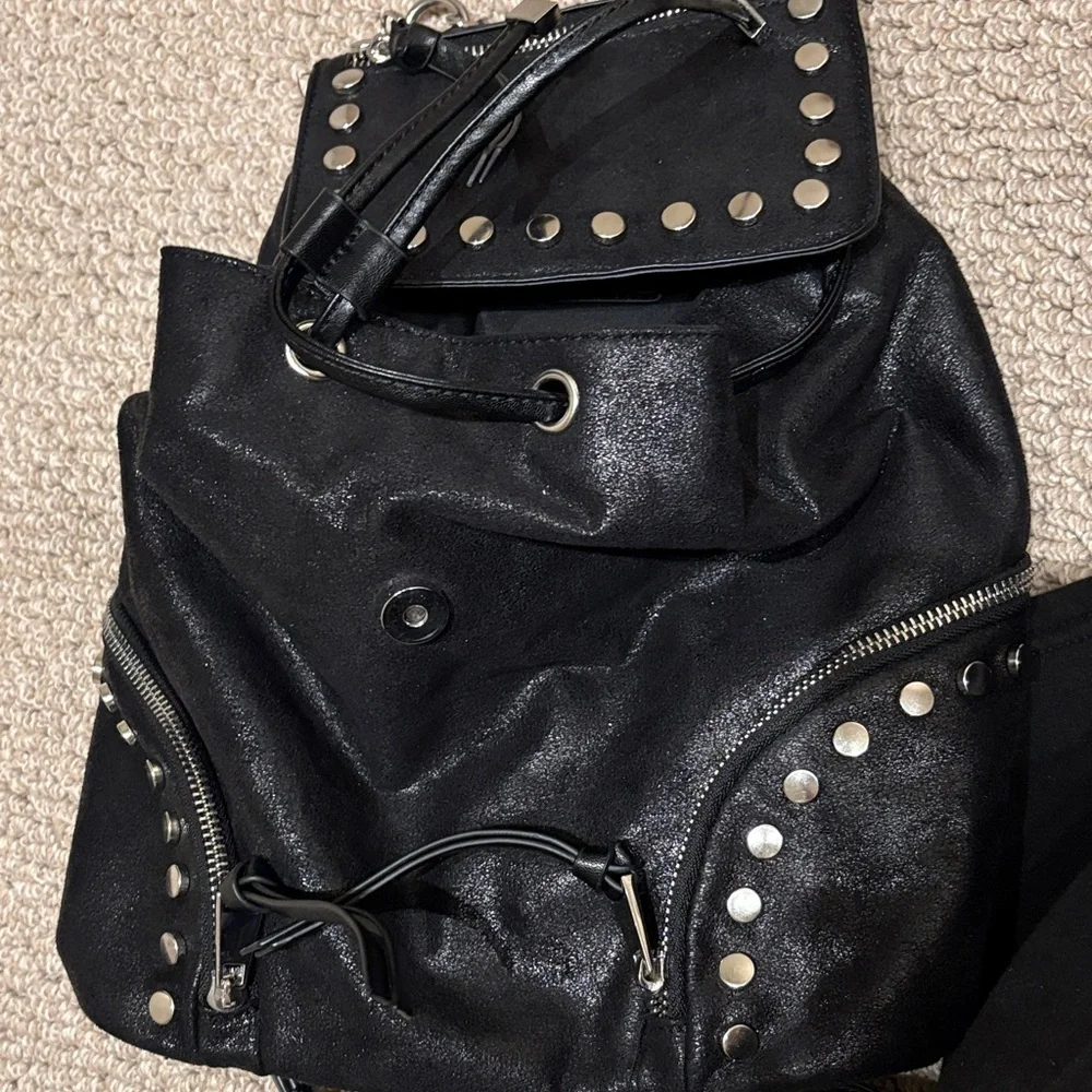 Zara Studded Black Backpack